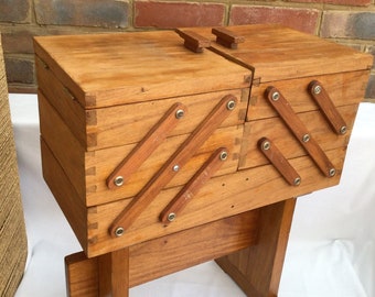 Vintage Solid Wood Sewing Box