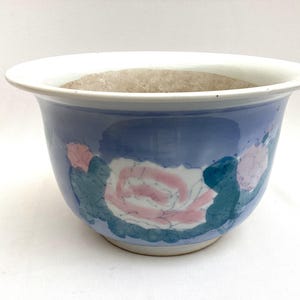 Vintage Oriental Handcrafted Hand Painted Floral Plant Pot Planter