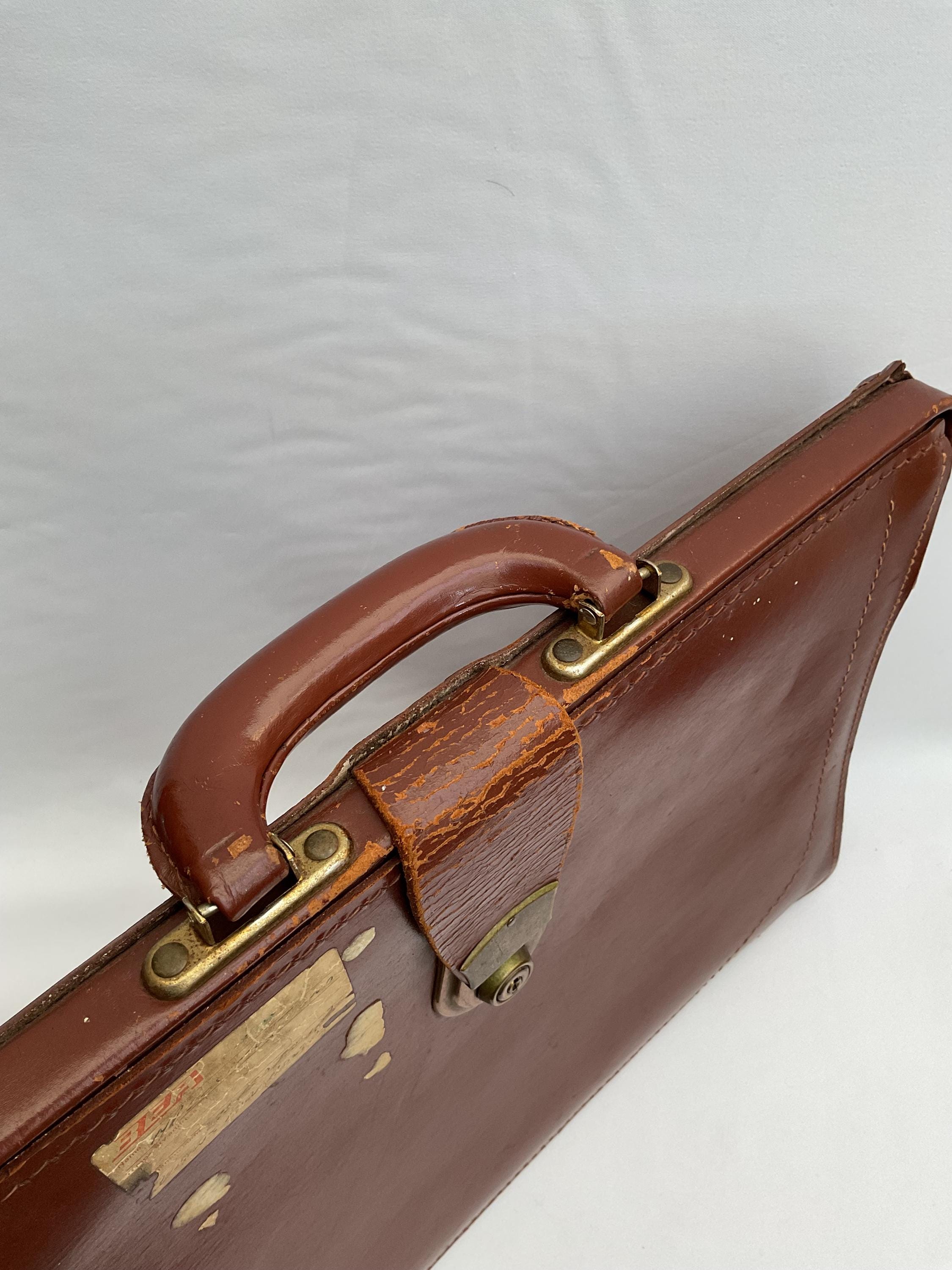 Porte-documents En Cuir Vintage CHIC Années 40/50 - Occasion, Style Cartable, Noir, Pour Homme