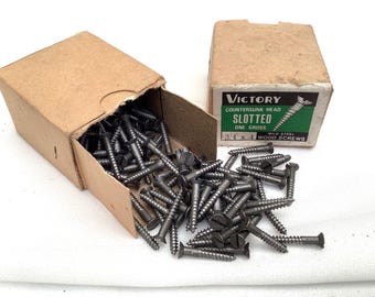 Vintage Middle Century Victory Slotted Wood Screws  3/4x4