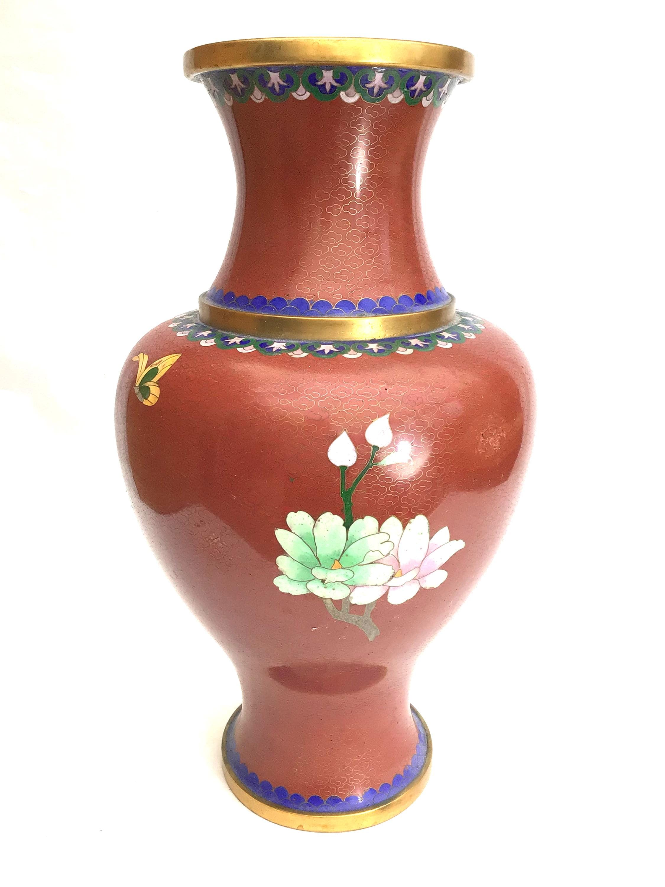 中国七宝焼　大きめの花瓶 中国七宝焼 大きめの花瓶 中国七宝焼 大きめの花瓶 七宝焼き 七宝焼