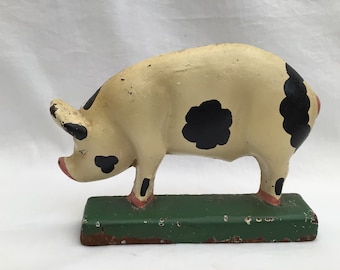 Small Antique Vintage Cast Iron PiG Doorstop, 18cm length