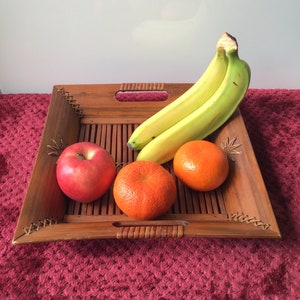 Mid-Century Bamboo Tea Tray: Vintage Picnic Serving Tray