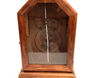 Antique English Wooden and Glass Clock or Pocket Watch DisplayCabinet. Clock and Watch Display Case