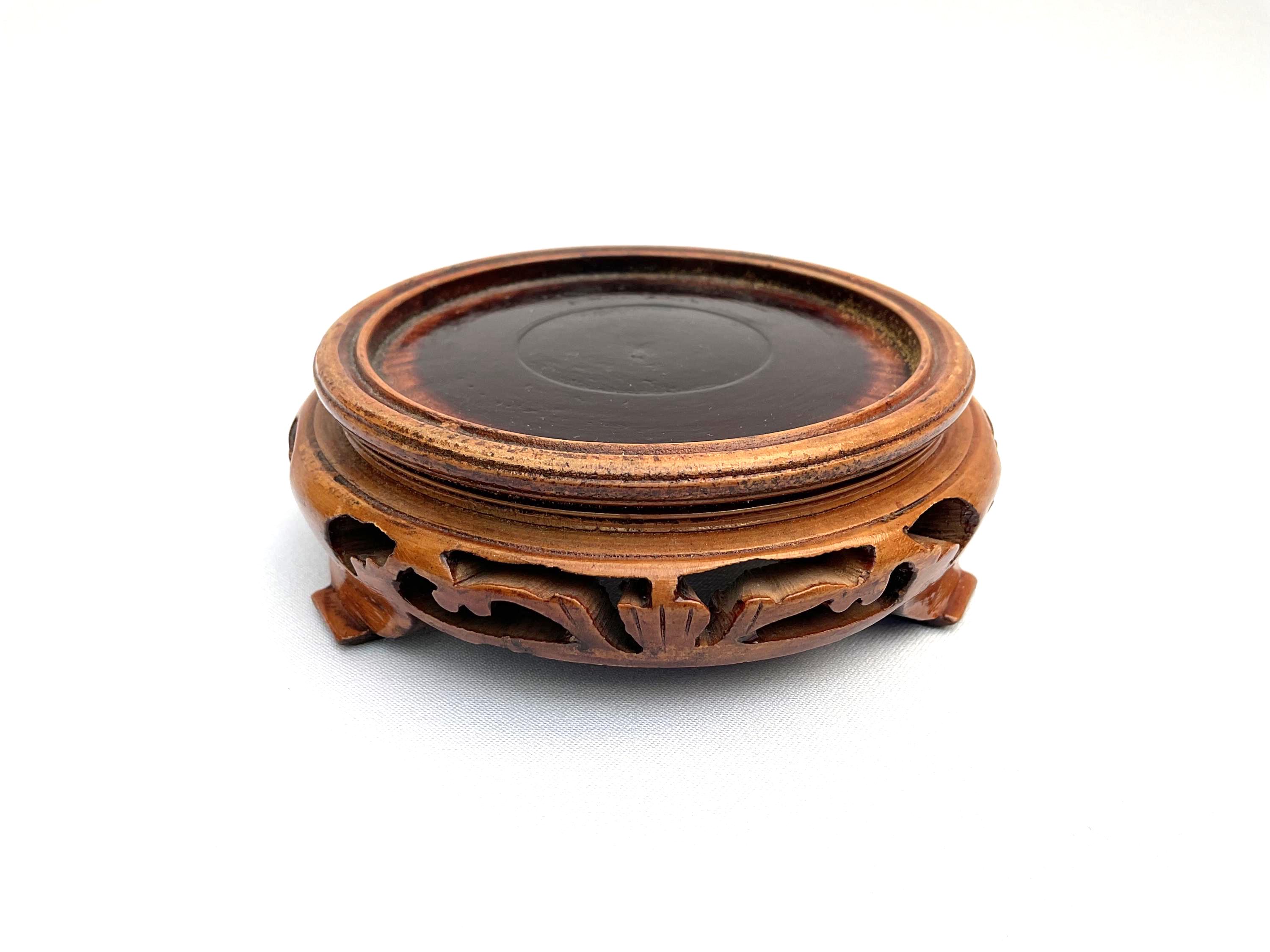 Vintage Chinese Carved Wood Base, Vase/Bowl Stand. Inner Diameter. 7cm
