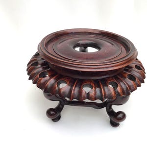 Antique Chinese Hardwood Vase Stand: Bowl Planter Base