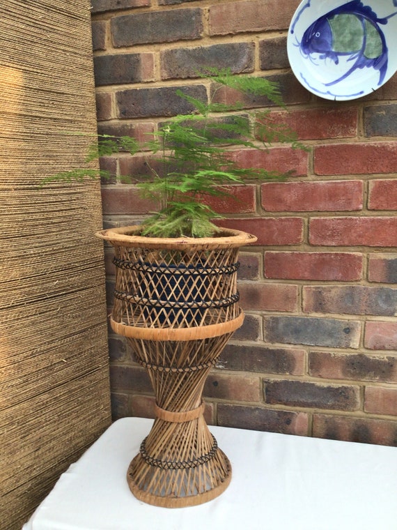 Vintage Bamboo Cane Plant Stand Etsy