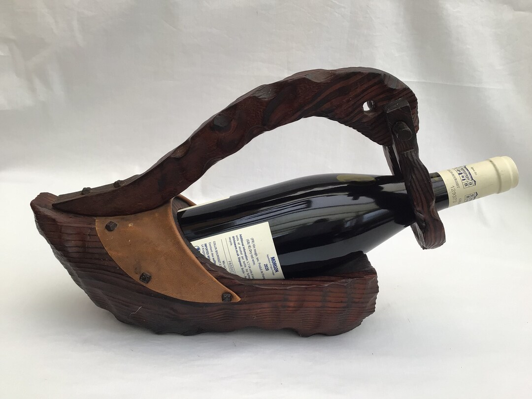 Carved Wood Table Wine Holder Etsy UK