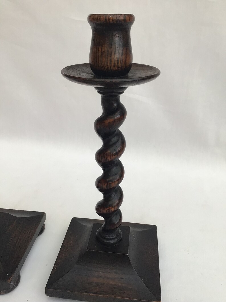 Pair of Barley Twist Solid Wood Candle Sticks Candle Holders Etsy