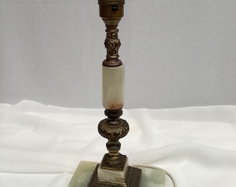 Vintage ArtDeco Brass and Marble Onyx Table Lamp