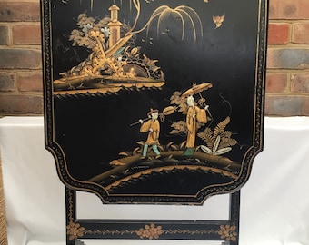 Antique Victorian/Early 20th Century Chinoiserie Fireplace Screen, Folding Table, Table Screen