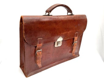 Maletín inglés de cuero marrón de principios del siglo XX