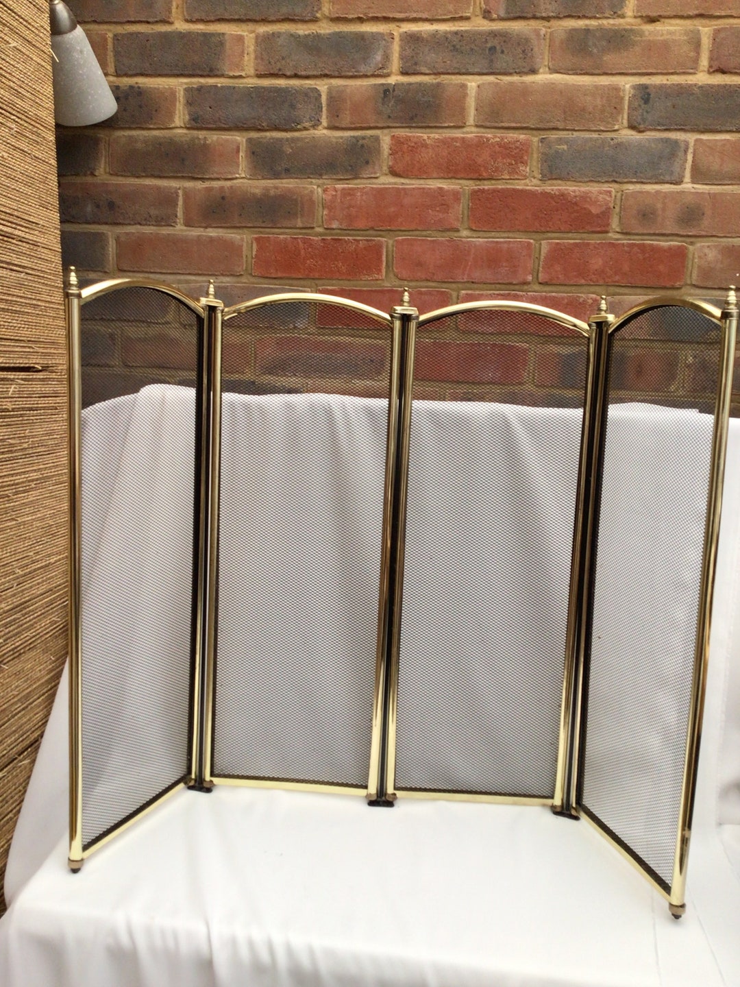 Vintage Brass Fireplace Screen Fire Guard Screen Four Panels Etsy