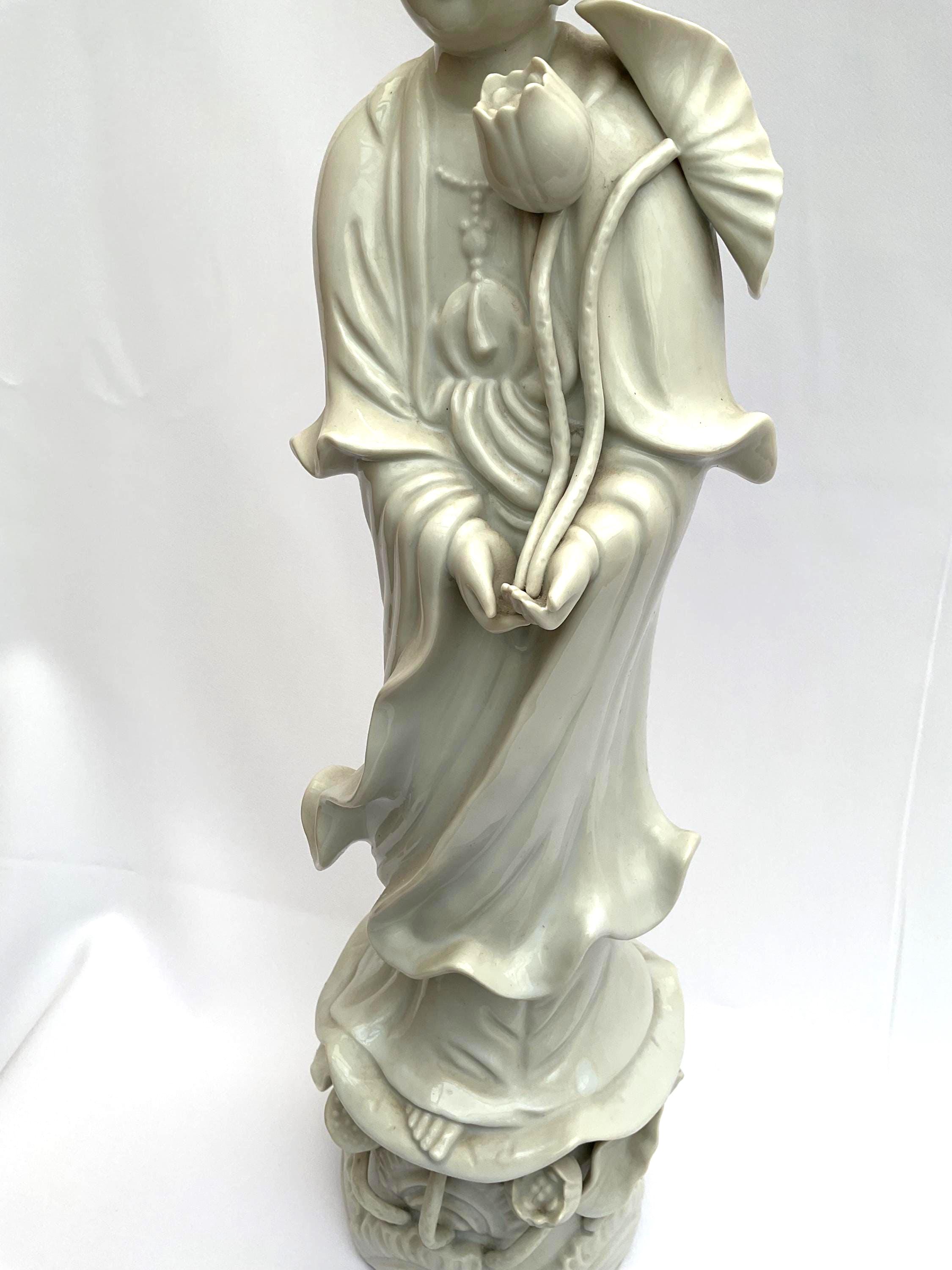 20世紀初頭の中国製、手作りの白磁製大型観音像。高さ52cm - Etsy 日本