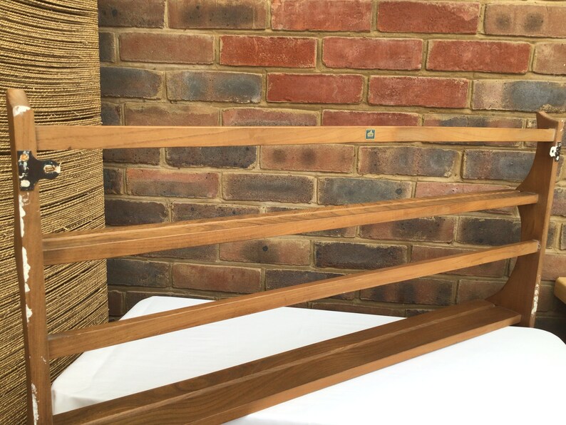 Large Vintage ERCOL Wall Shelf Oak Plate Rack Etsy
