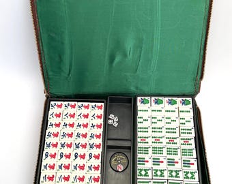 Vintage Chinese Mahjong Game Set: Bamboo & Plastic Tiles, Hong Kong
