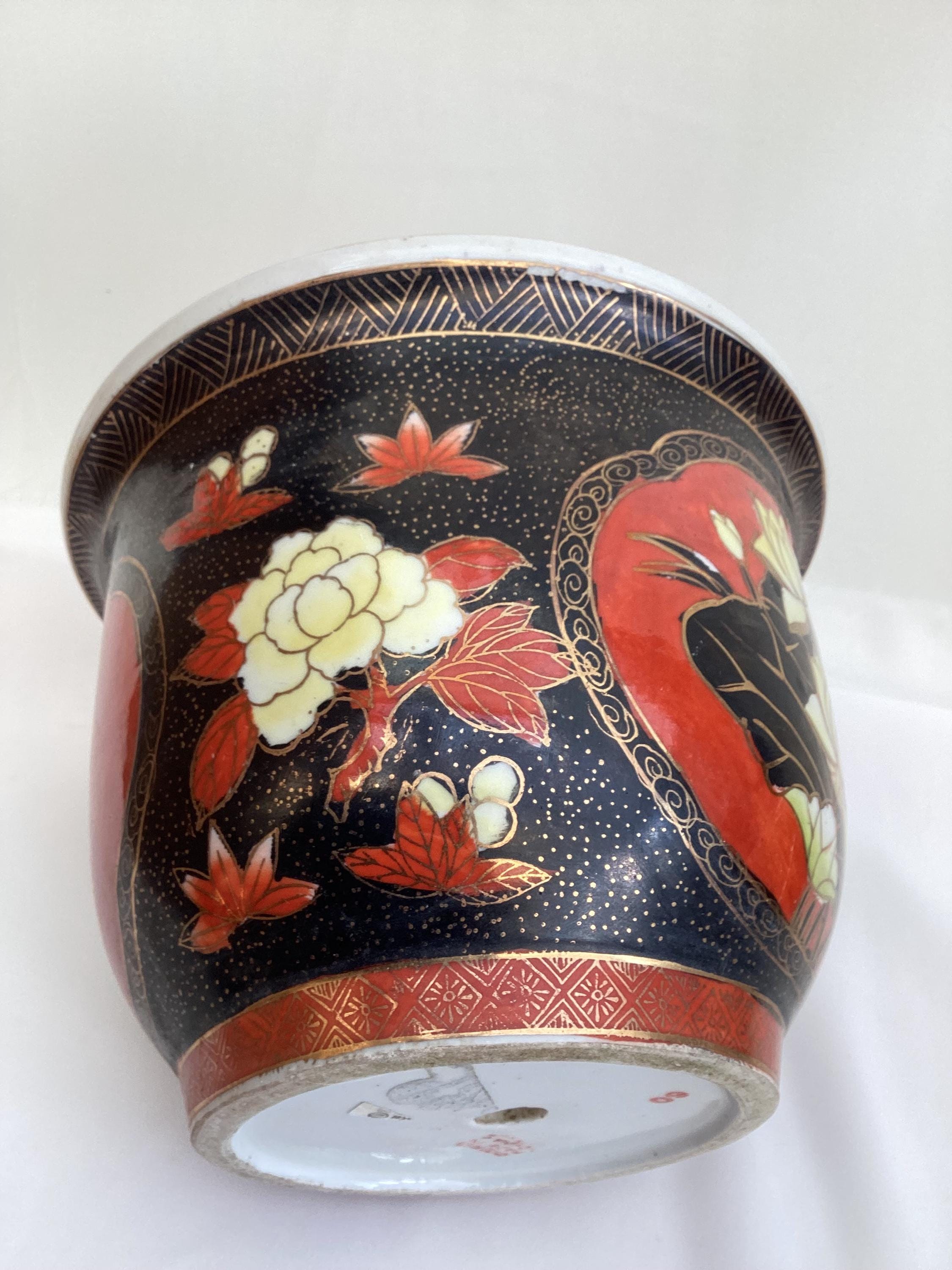 手描き　鉢植え　ハンドメイド 中国製ハンドメイドの手描き植木鉢。直径20cm - Etsy 日本