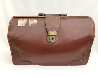 Antique England Leather Doctor’s Handbag, Briefcase