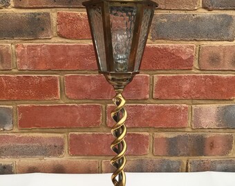 Early/Midcentury Barley Twist Brass Lantern Lamp