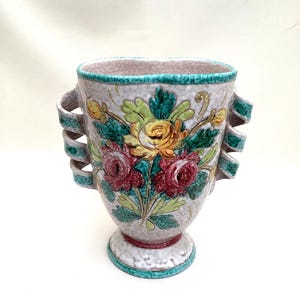 Vintage Handcrafted Art Designed Ceramic Plant Pot Planter Jardiniere. H.20cm