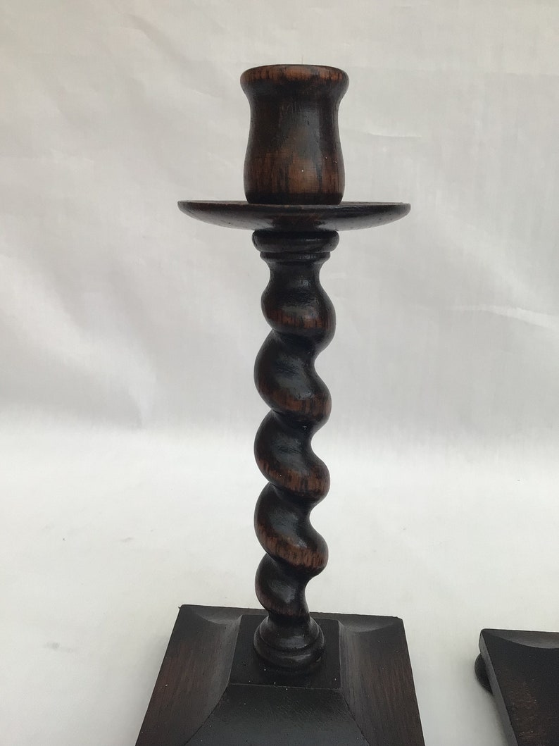 Pair of Barley Twist Solid Wood Candle Sticks Candle Holders Etsy