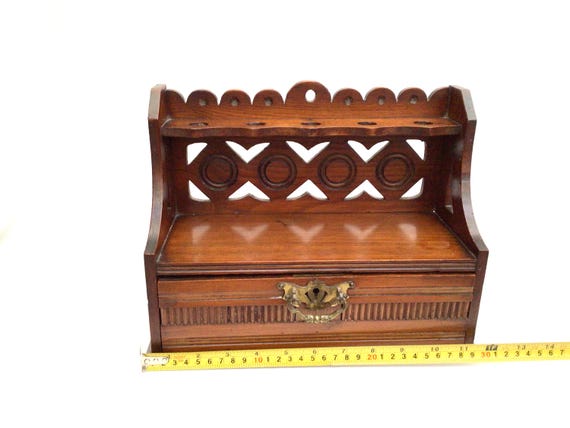 antique tobacco chest Antique Mahogany England Tobacco Pipe Stand Drawer Chest, No Key