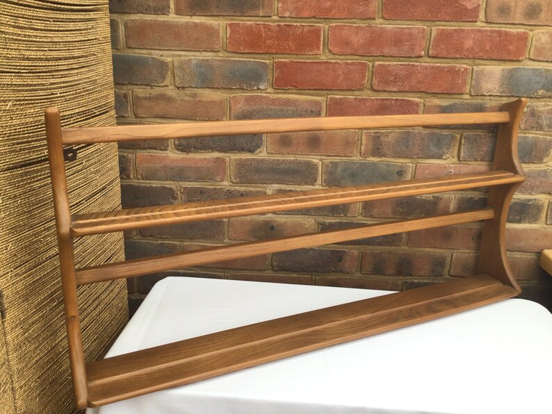 Large Vintage ERCOL Wall Shelf Oak Plate Rack Etsy