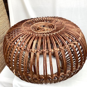 Sold! Sold Out! Mid Century Vintage Bamboo Franco Albini 'Lobster Pot' Style Stool, Footstool. 61cm.D