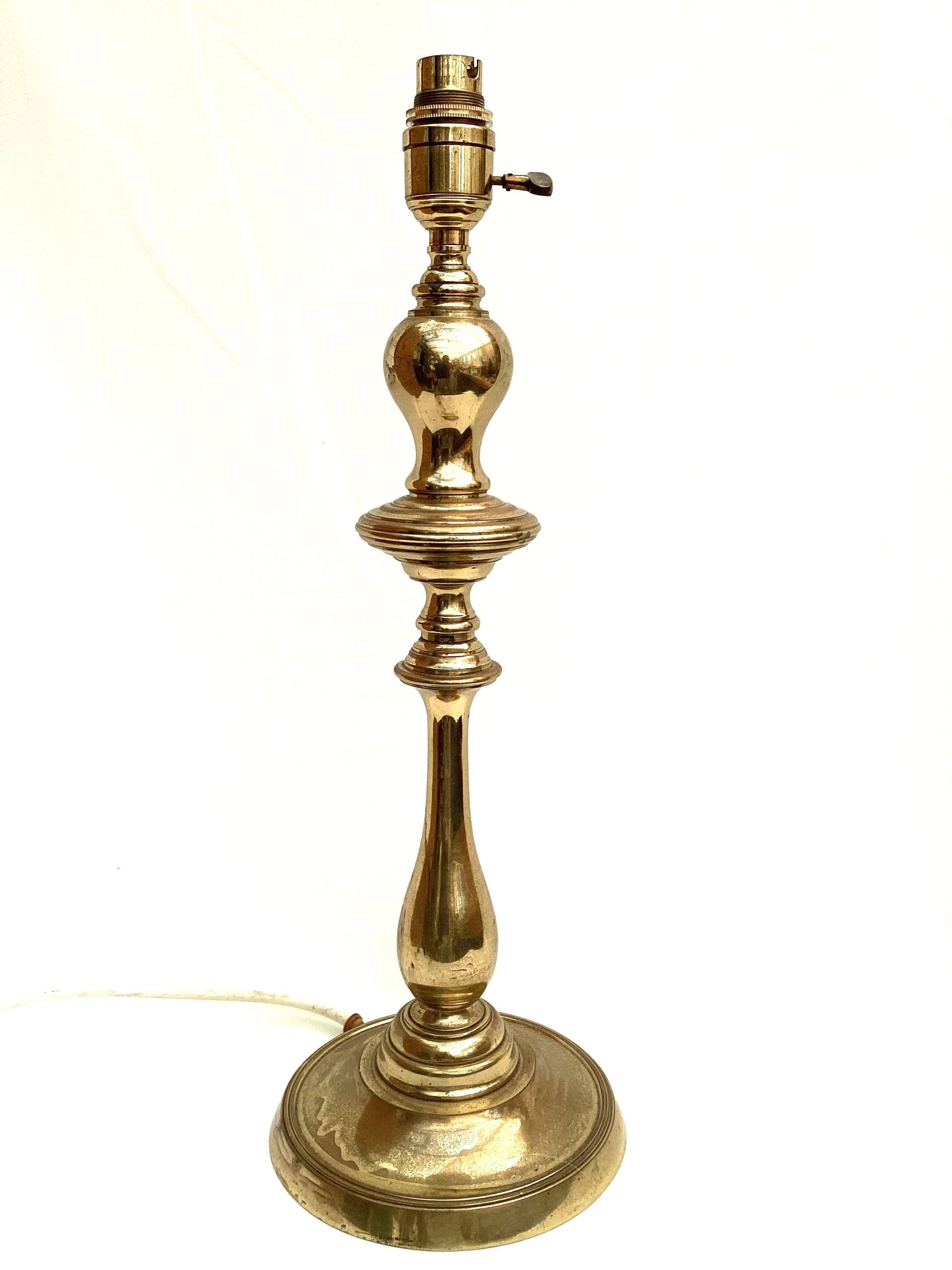 Very Heavy Early 20Th Century English Brass Table Lamp. H. 45cm