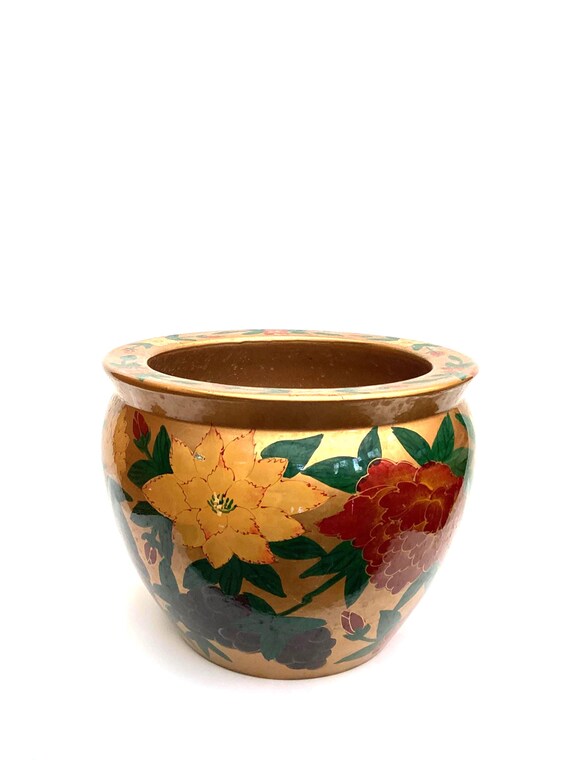 大型の中国製手作り手描き磁器製植木鉢。直径31cm - Etsy 日本
