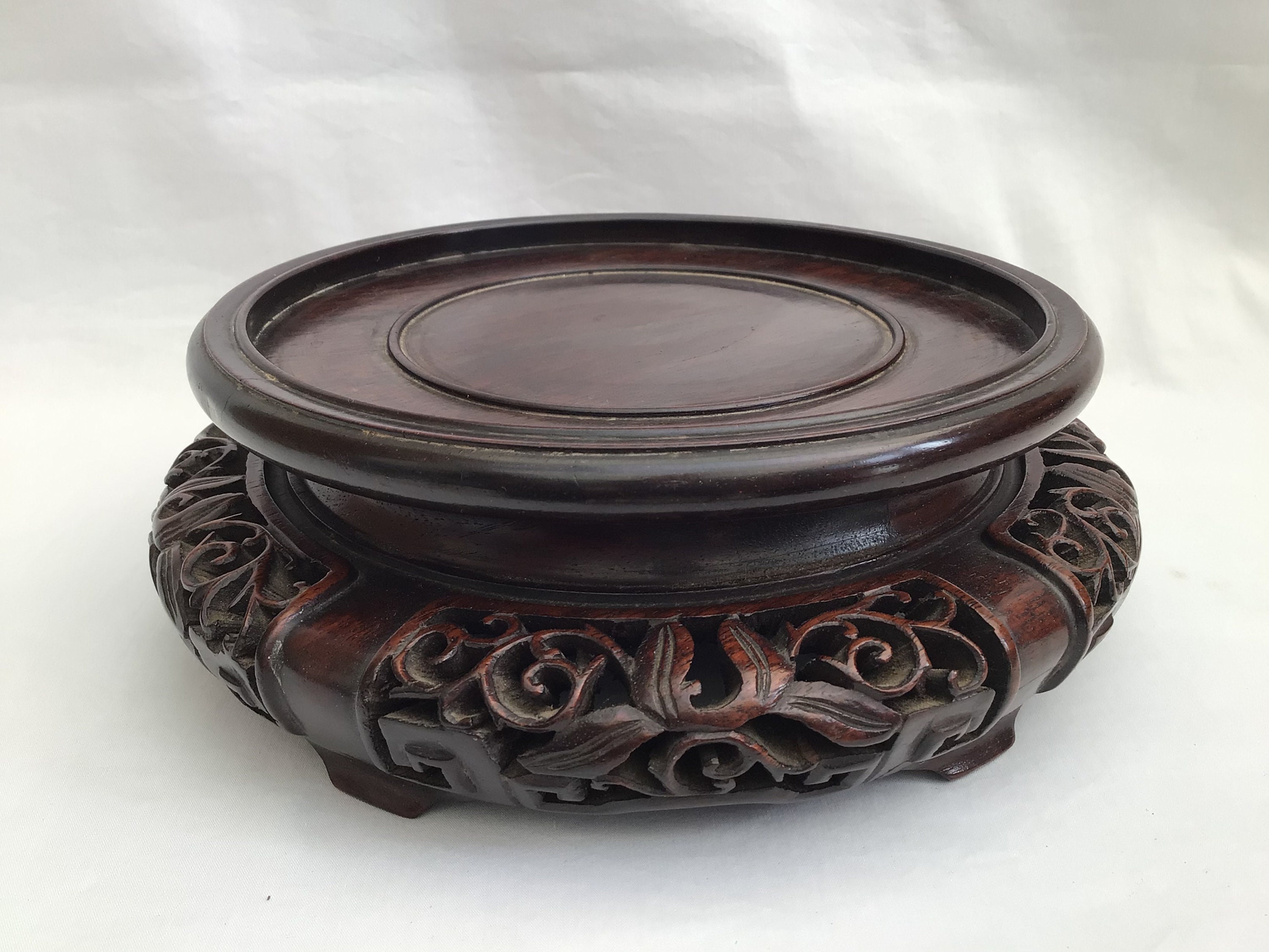 Antique Chinese Carved Wood Vase/bowl Base Stand Etsy