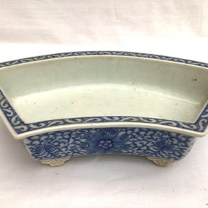 Antique Chinese Blue and White Bonsai Tray, Plant Pot Planter