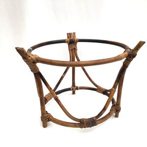 Midcentury Bamboo Cane Plant Pot Holder, Planter Stand