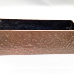 Vintage Hammered Copper Trapezoid Shape Planter Jardiniere