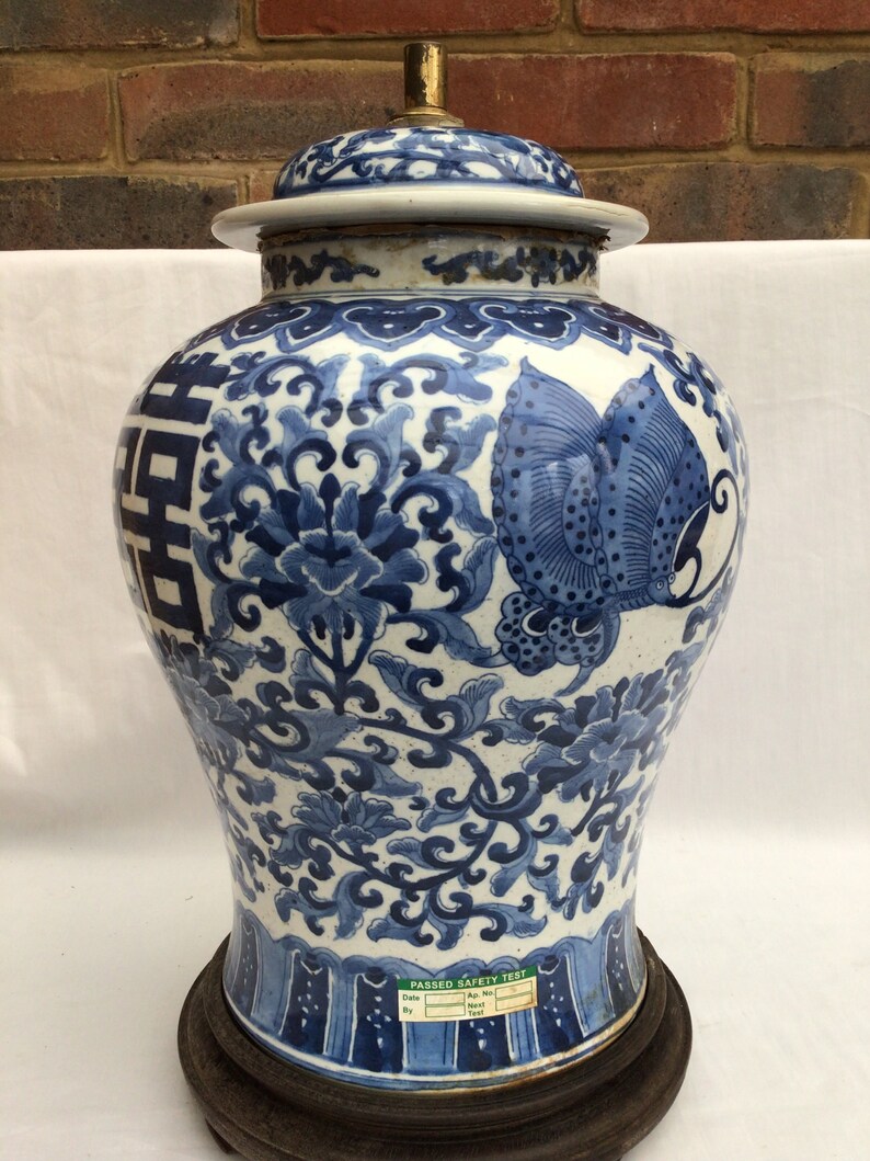 Large Antique Chinese Vase With Lid, Chinese Porcelain Lampbase Etsy