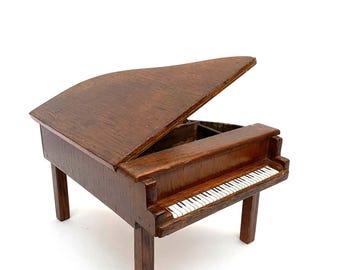 Antique Miniature Piano Music Box: Handcrafted Swiss Movement