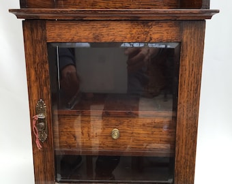 Antique England Oak Tobacco Cabinet. H. 40cm