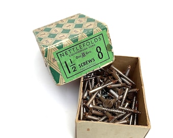 Caja antigua de tornillos para madera ranurados y avellanados Nettlefolds