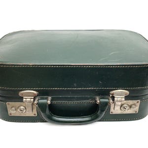 Antiekgroen leren hardcase treinkoffer Engeland, kleine koffer, handbagage