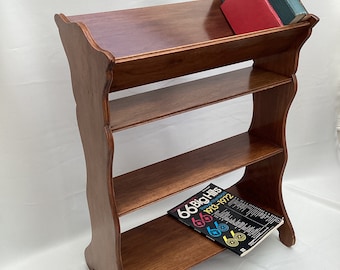 Antique ArtDeco Hardwood Open Bookcase, Freestanding Library Book Stand, Storage Shelf Unit, Freestanding Book Trough