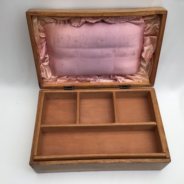 Oak Sewing Box, Two Tier Sewing Box