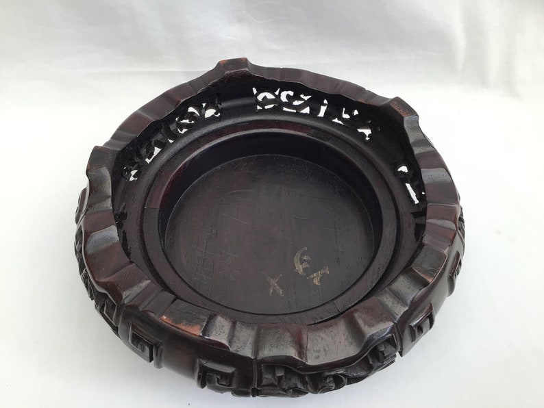 Antique Chinese Carved Wood Vase/bowl Base Stand Etsy