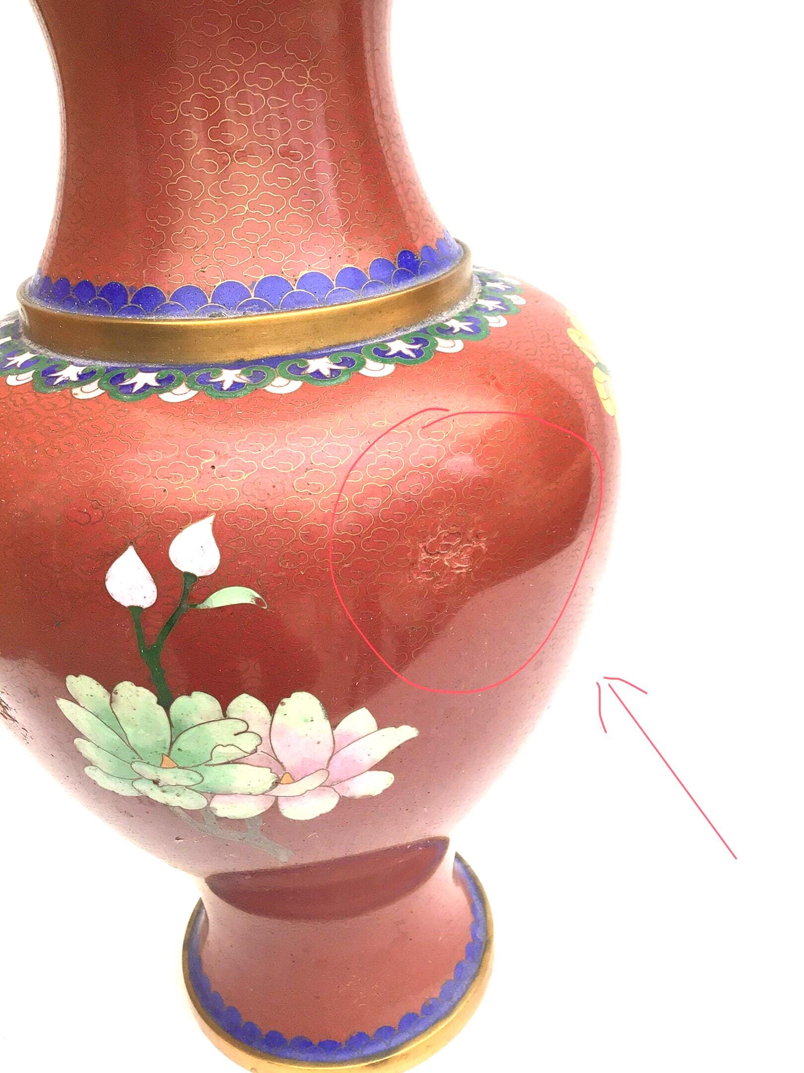 大型ヴィンテージ中国七宝花瓶、高さ。 38.5cm - Etsy 日本