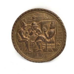 Midcentury English Brass ArtDeco Wall Hanging Plaque