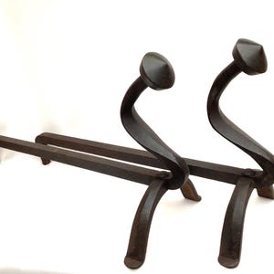 Large Antique Cast Iron Fireplace Side Dogs, Fire Dogs, Fire tools Stand.  60cm