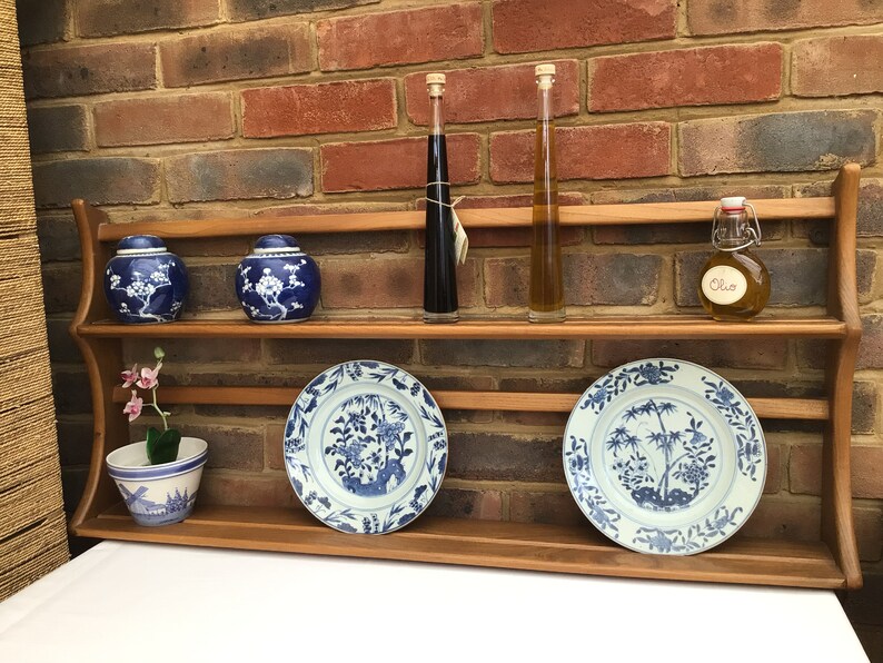 Large Vintage ERCOL Wall Shelf Oak Plate Rack Etsy