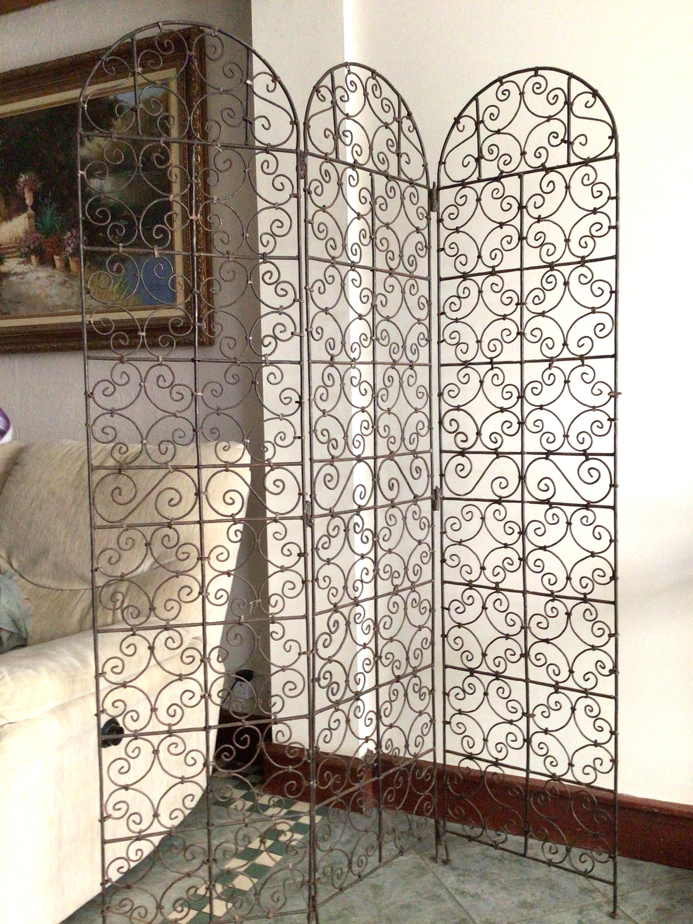 Antique Wrought Cast Iron Room Divider: English Three Panel Screen - Etsy