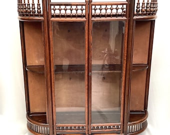 Antike Art Deco Eiche Glas Vitrine - England, 1900er Jahre