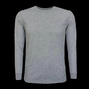 100% Long Sleeve Unisex Polyester Shirt (cotton feel) Sublimation blank | Sublimation Shirt | Colored polyester | Heather Grey or White