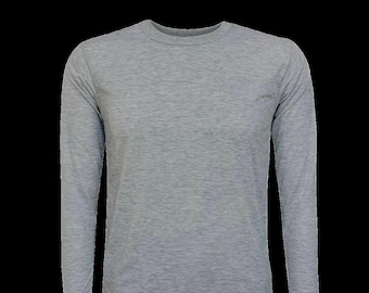 100% Long Sleeve Unisex Polyester Shirt (cotton feel) Sublimation blank | Sublimation Shirt | Colored polyester | Heather Grey or White